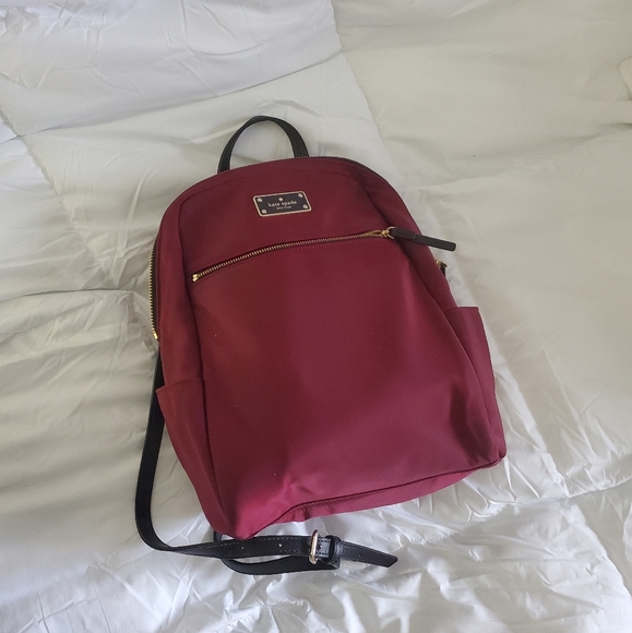 Small burgundy Kate Spade backpack - Picture 1 of 4